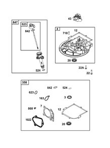Crankcase Cover/Sump And Lubrication Group Diagram and Parts List for 09P602-0037-H5 020000 - 09Z999 Briggs and Stratton Engine